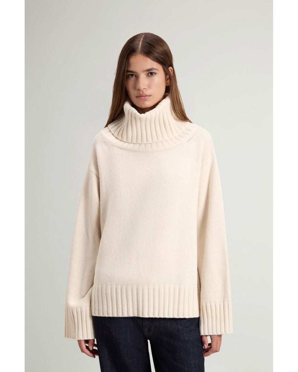 Jersey De Cuello Alto De Mezcla De Lana Y Cachemira Para Mujer Talla Woolrich de color Natural
