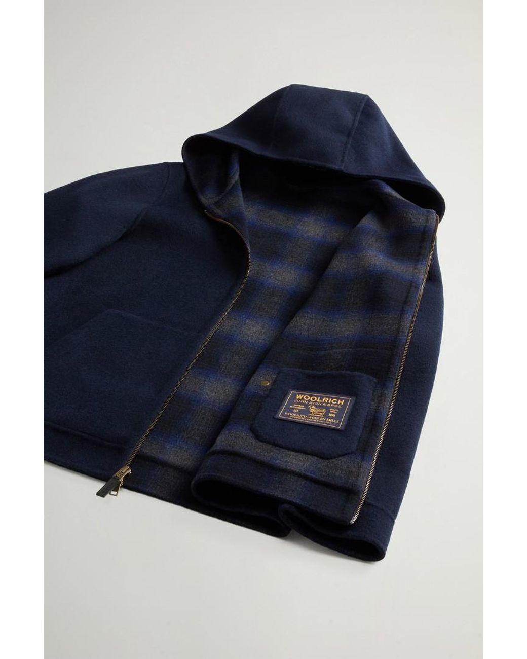 Chaqueta De Mezcla De Lana Con Capucha Y Cremallera Para Hombre Talla Woolrich de hombre de color Blue