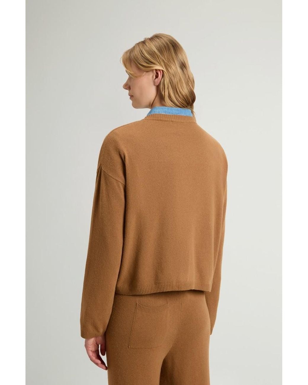 Jersey De Cuello Redondo De Mezcla De Lana Y Cachemira Para Mujer Talla Woolrich de color Brown