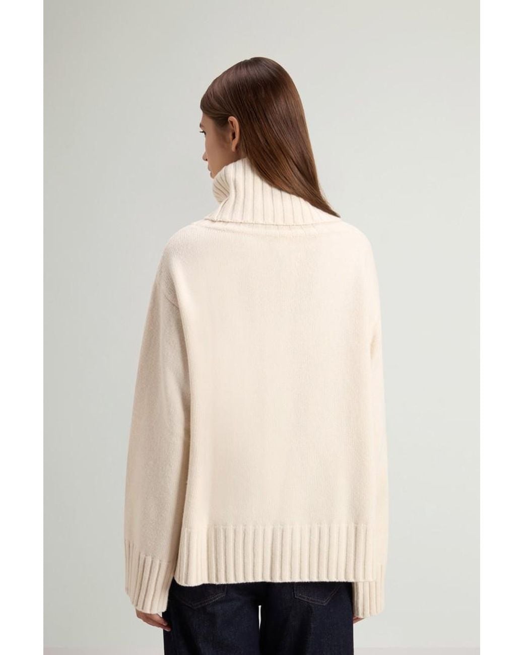 Jersey De Cuello Alto De Mezcla De Lana Y Cachemira Para Mujer Talla Woolrich de color Natural