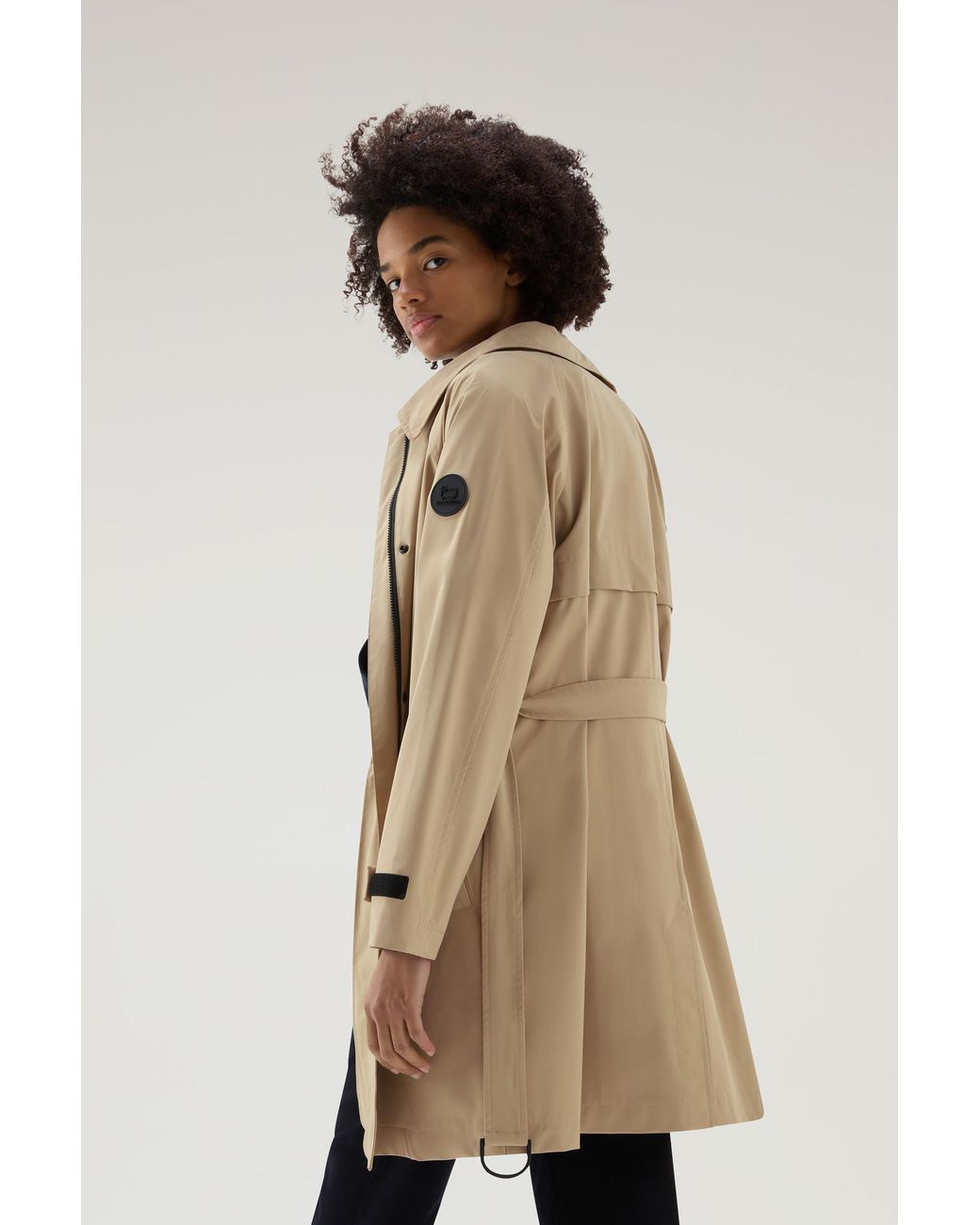 Woolrich Fayette Light Trench Coat With Detachable Hood in Natural | Lyst