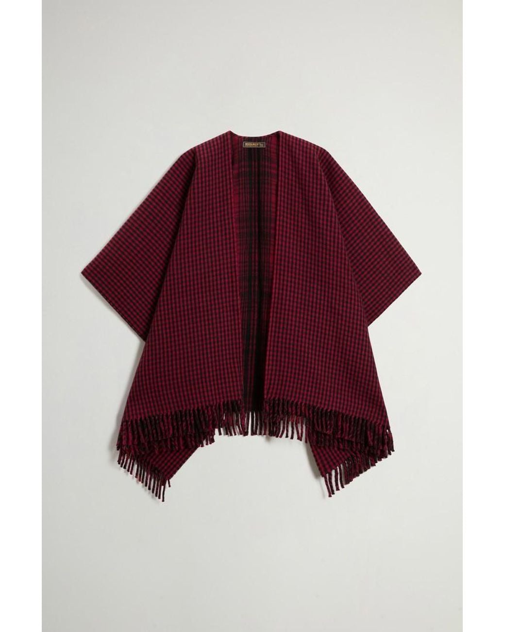 Capa De Doble Cara De Pura Lana Doble A Cuadros Para Mujer Talla One Woolrich de color Red