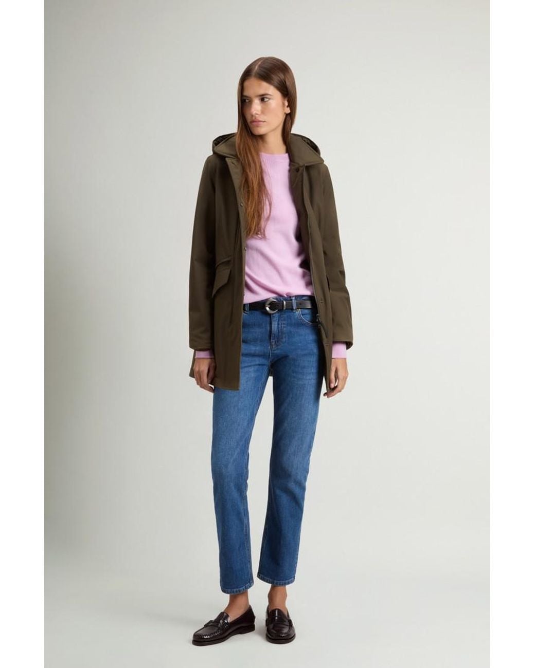 Abrigo De Light Stretch Con Capucha Extraíble Para Mujer Talla Woolrich de color Blue