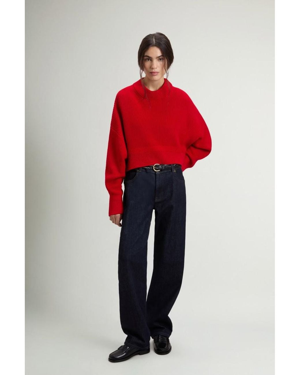 Jersey De Cuello Redondo Acanalado De Pura Lana Virgen Merina Para Mujer Talla Woolrich
