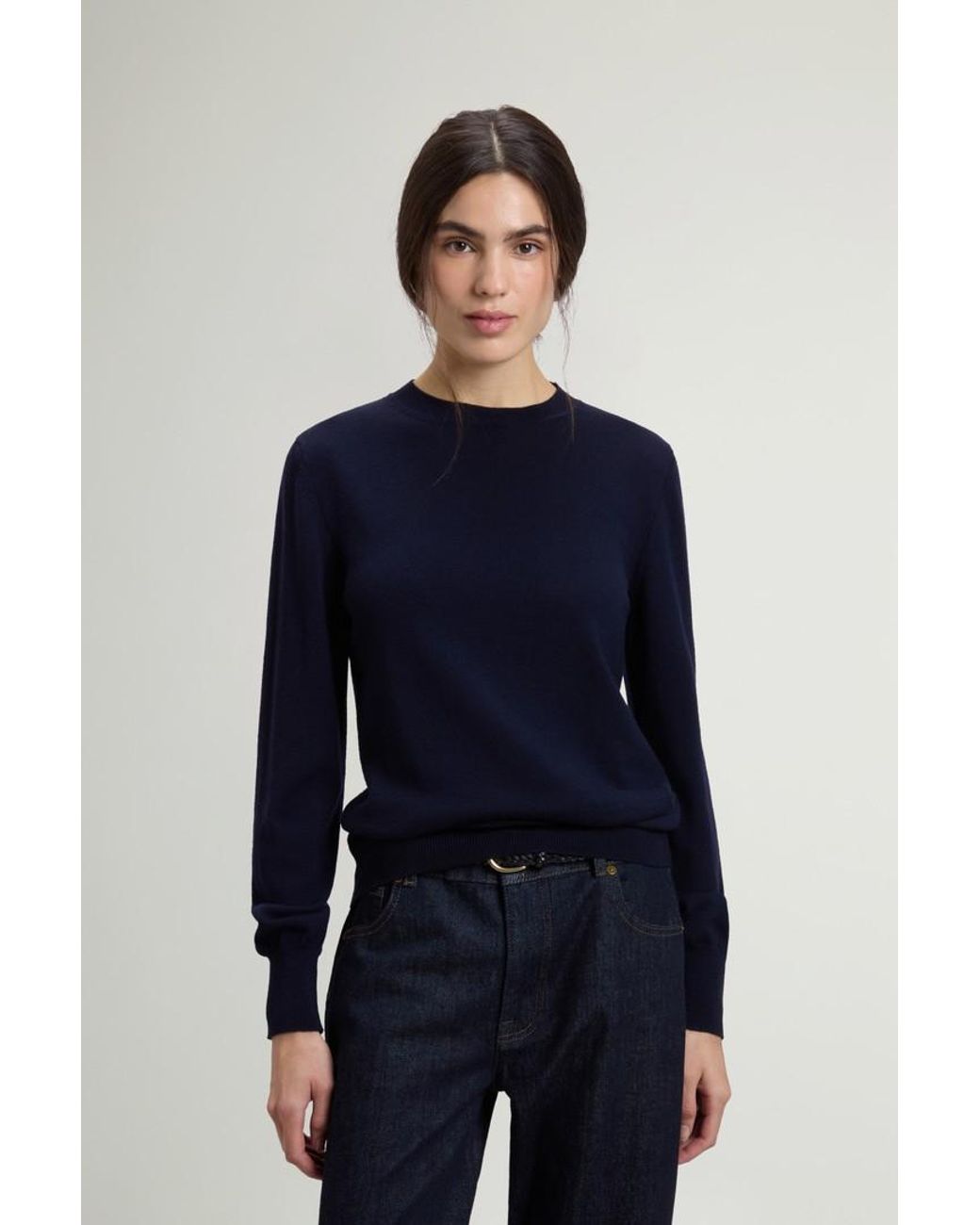 Jersey De Pura Lana Virgen Merina Para Mujer Talla Woolrich de color Blue