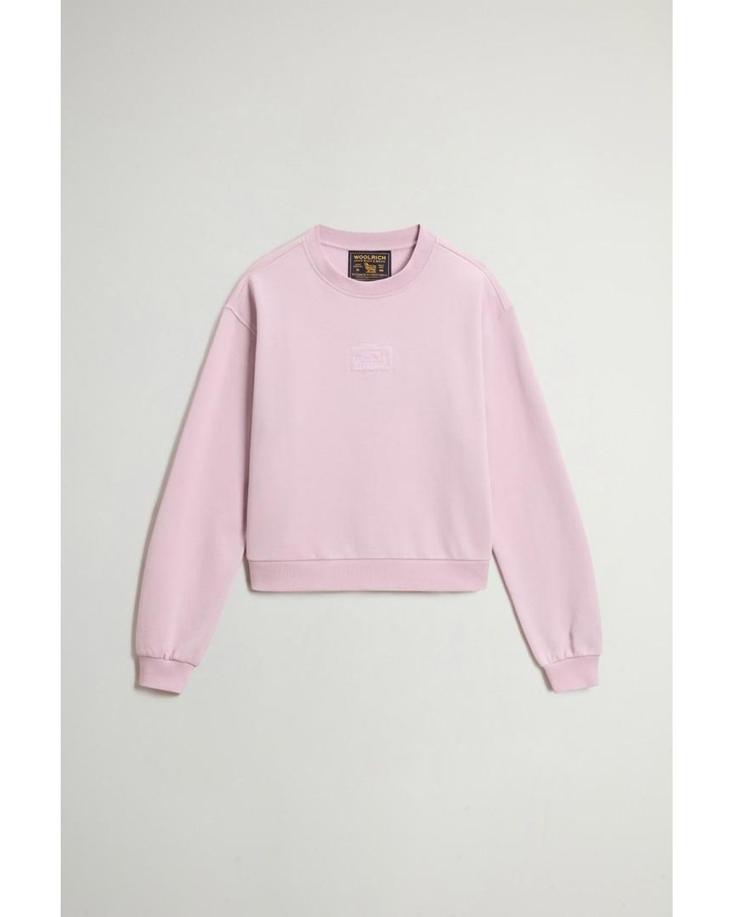 Sudadera De Cuello Redondo De Puro Algodón Para Mujer Talla Woolrich de color Pink