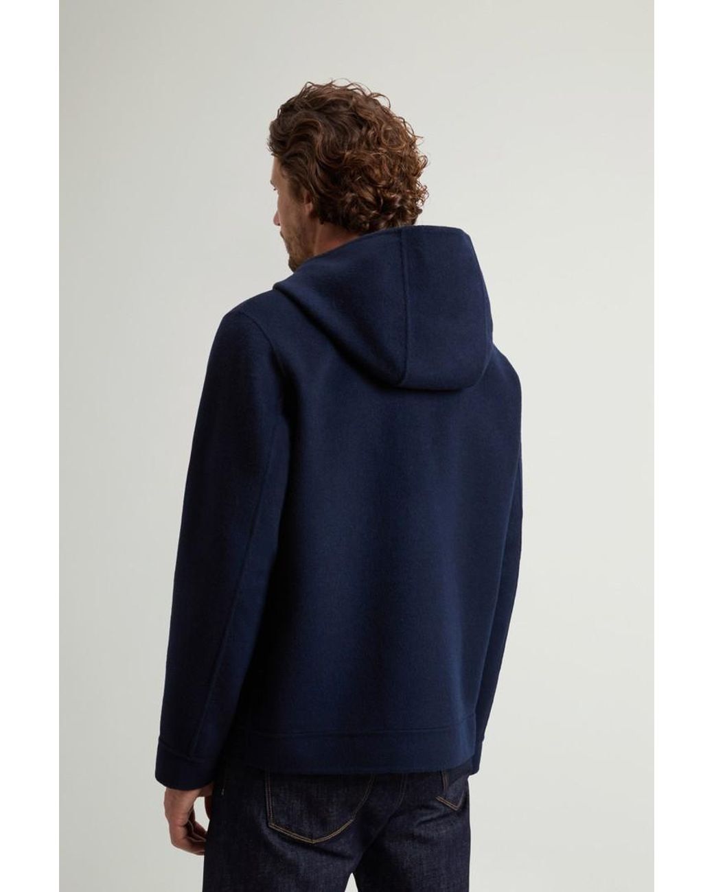 Chaqueta De Mezcla De Lana Con Capucha Y Cremallera Para Hombre Talla Woolrich de hombre de color Blue