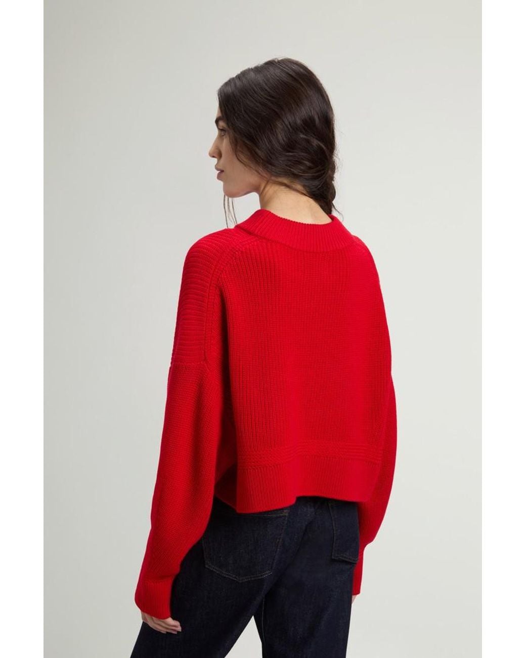 Jersey De Cuello Redondo Acanalado De Pura Lana Virgen Merina Para Mujer Talla Woolrich
