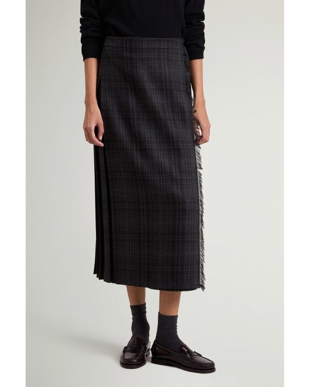 Falda A Cuadros De Mezcla De Lana Para Mujer Talla Woolrich de color Black