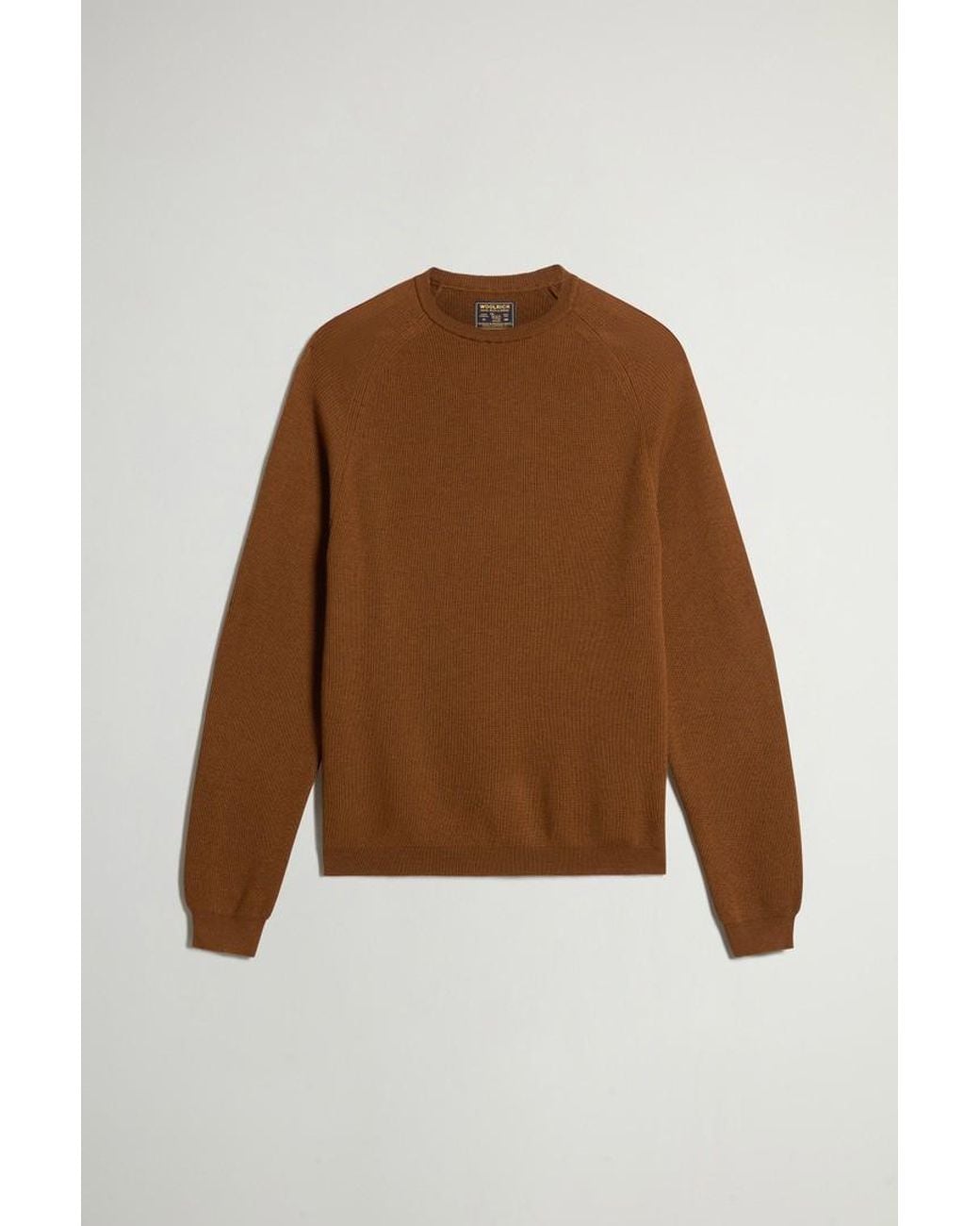 Jersey De Cuello Redondo De Pura Lana Virgen Merina Para Hombre Talla Woolrich de hombre de color Brown