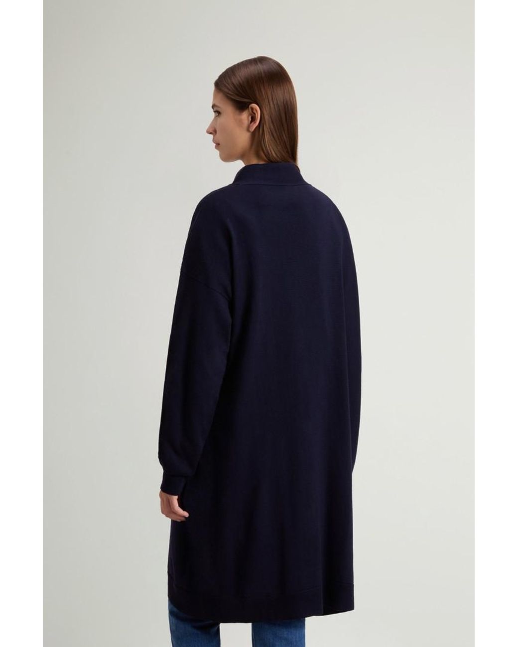 Cárdigan Largo De Pura Lana Virgen Merina Para Mujer Talla Woolrich de color Blue