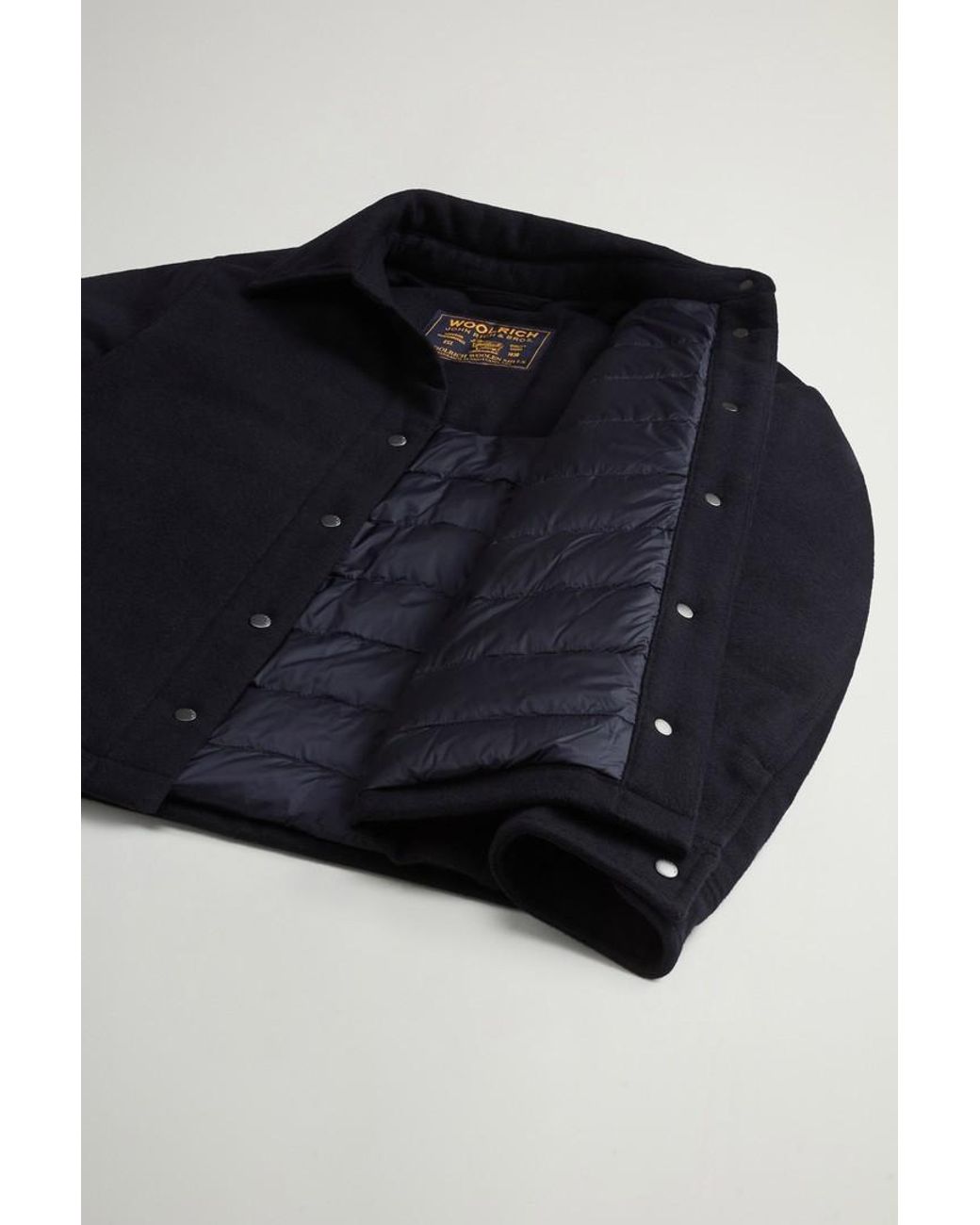Chaqueta Camisera Alaskan Acolchada De Mezcla De Lana Italiana Reciclada Para Mujer Talla Woolrich de color Blue