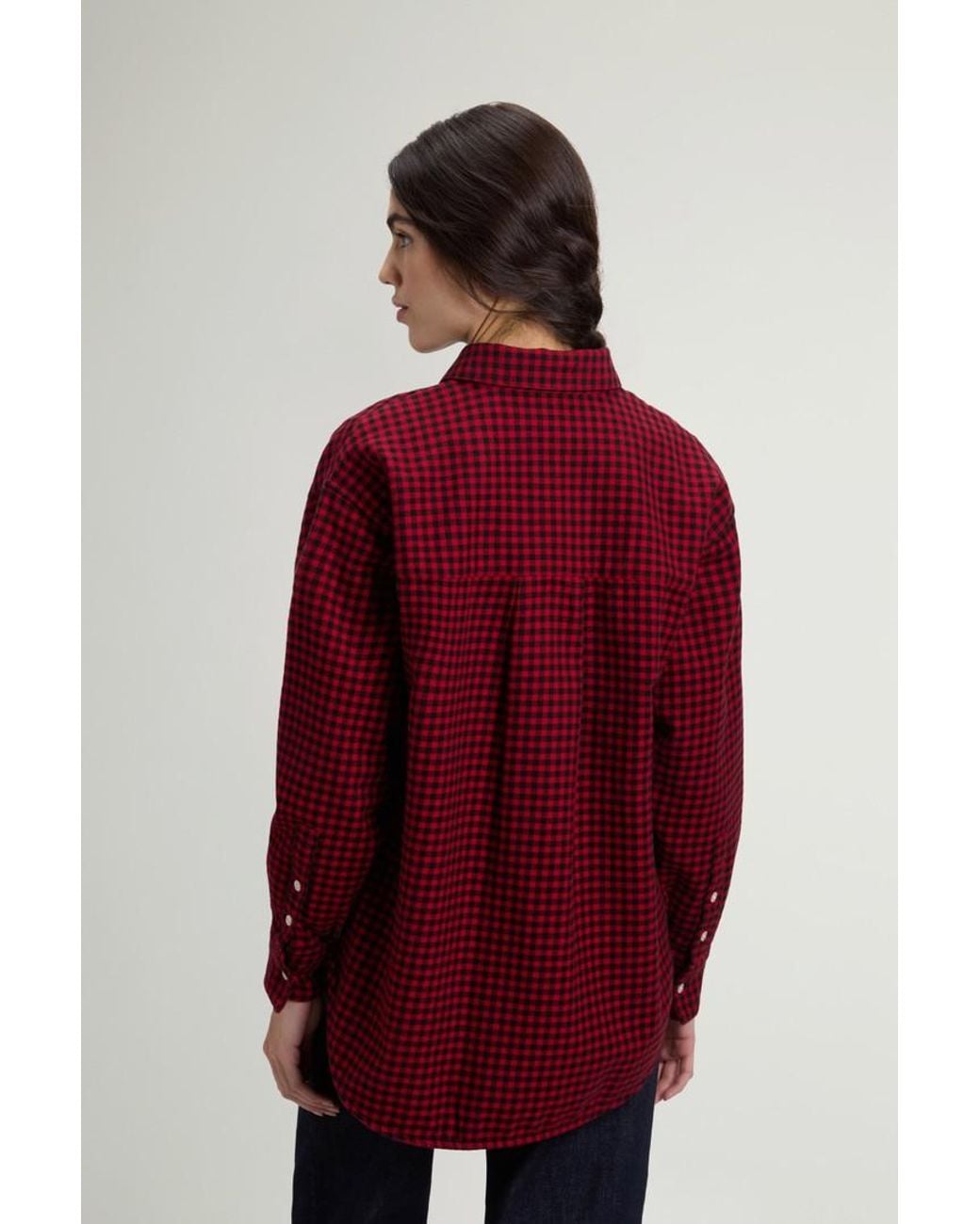 Camisa A Cuadros De Franela De Puro Algodón Para Mujer Talla Woolrich de color Red