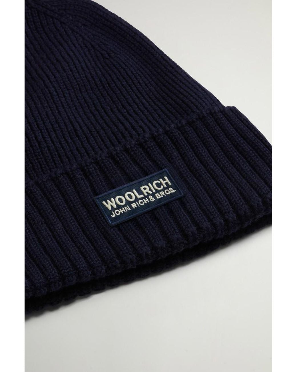 Gorro De Pura Lana Virgen Merina Acanalada Para Hombre Talla Woolrich de hombre de color Blue