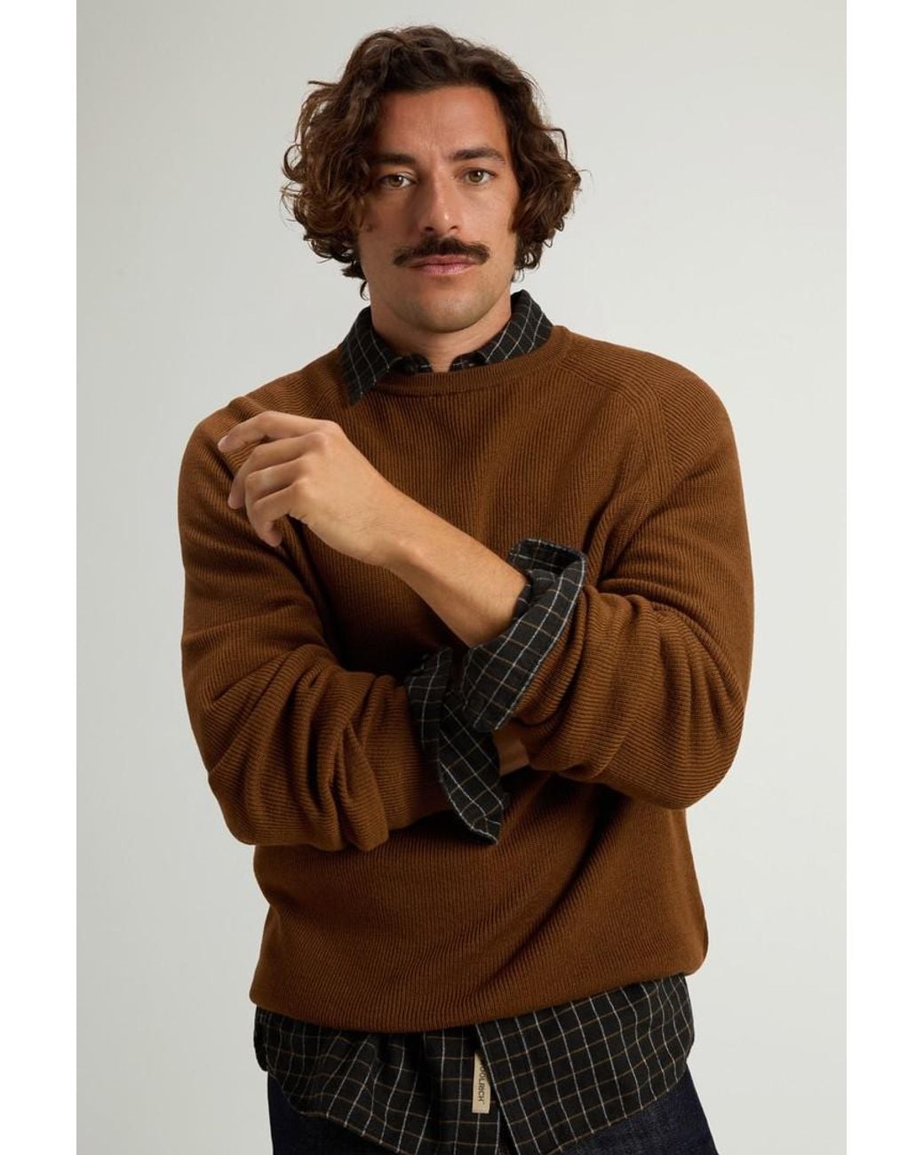 Jersey De Cuello Redondo De Pura Lana Virgen Merina Para Hombre Talla Woolrich de hombre de color Brown