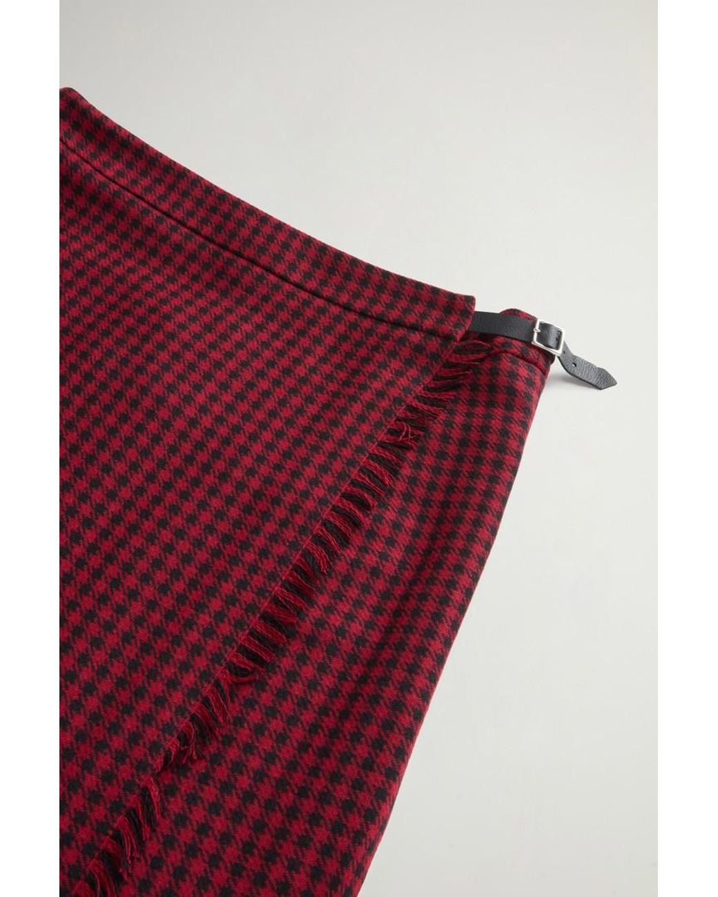 Falda A Cuadros De Mezcla De Lana Para Mujer Talla Woolrich de color Red