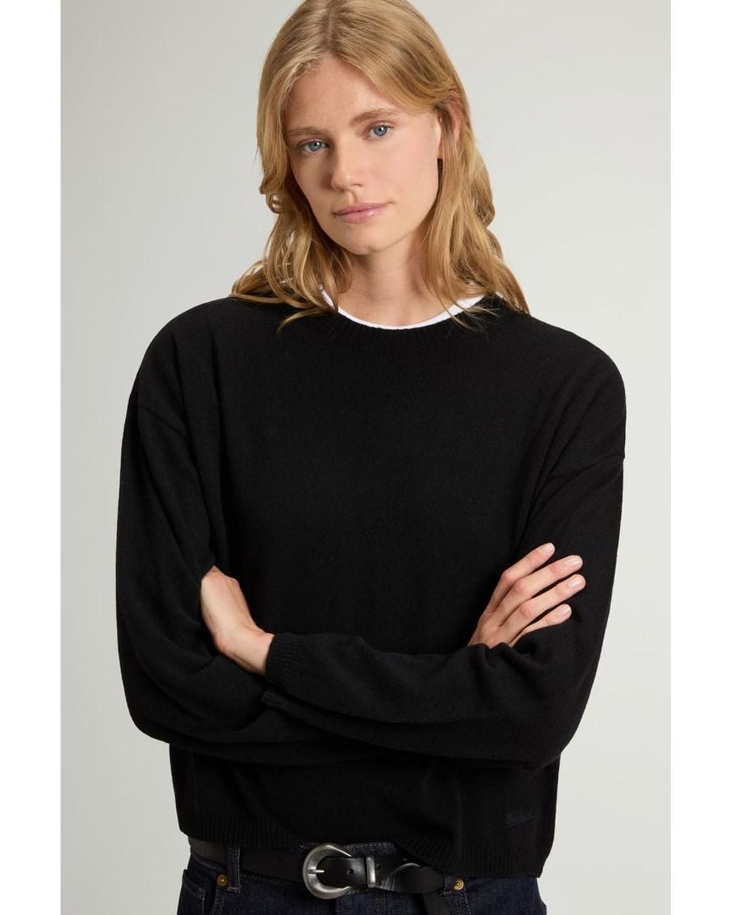 Jersey De Cuello Redondo De Mezcla De Lana Y Cachemira Para Mujer Talla Woolrich de color Black