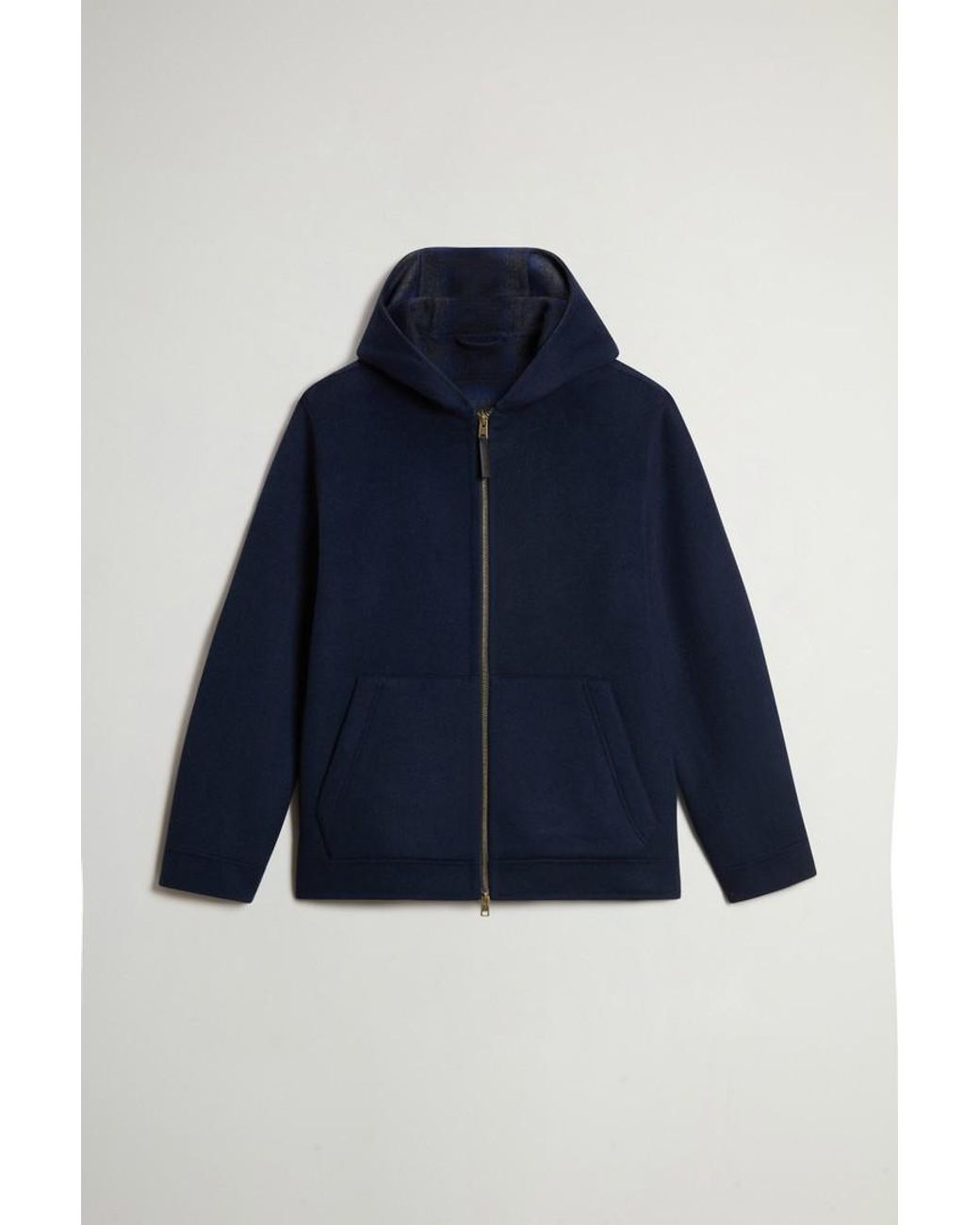 Chaqueta De Mezcla De Lana Con Capucha Y Cremallera Para Hombre Talla Woolrich de hombre de color Blue