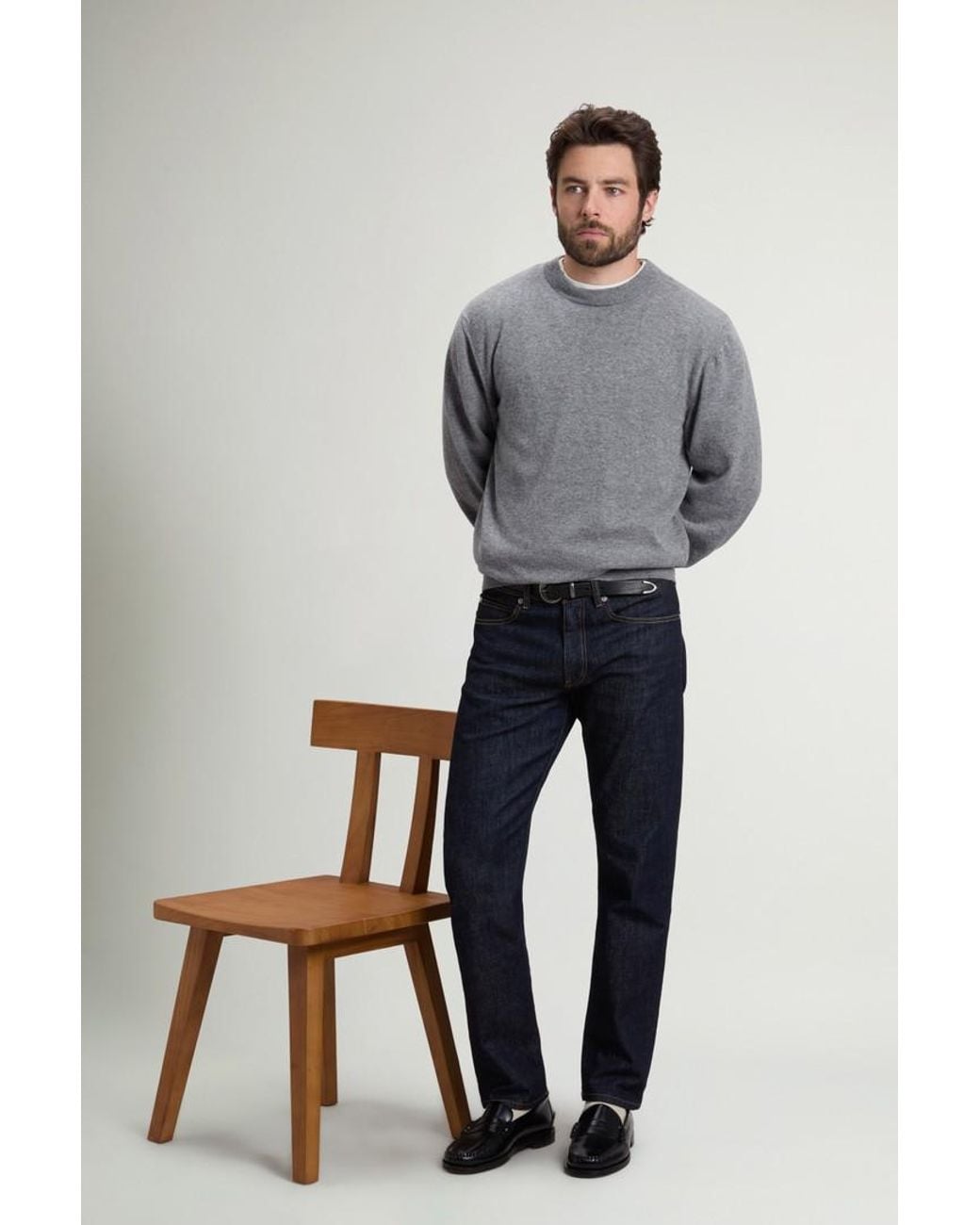 Jersey De Cuello Redondo De Pura Lana Virgen Para Hombre Talla Woolrich de hombre de color Gray