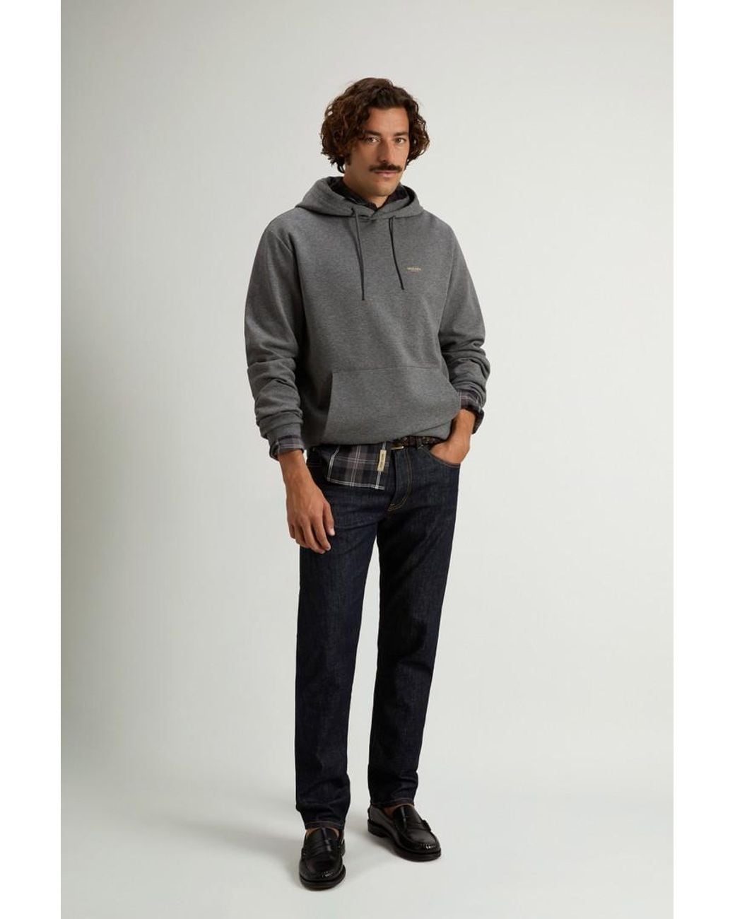 Sudadera Con Capucha En Mezcla De Algodón Interlock Para Hombre Talla Woolrich de hombre de color Gray