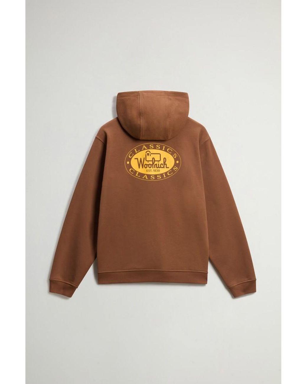 Sudadera De Mezcla De Algodón Con Capucha Y Cremallera Completa Para Hombre Talla Woolrich de hombre de color Brown