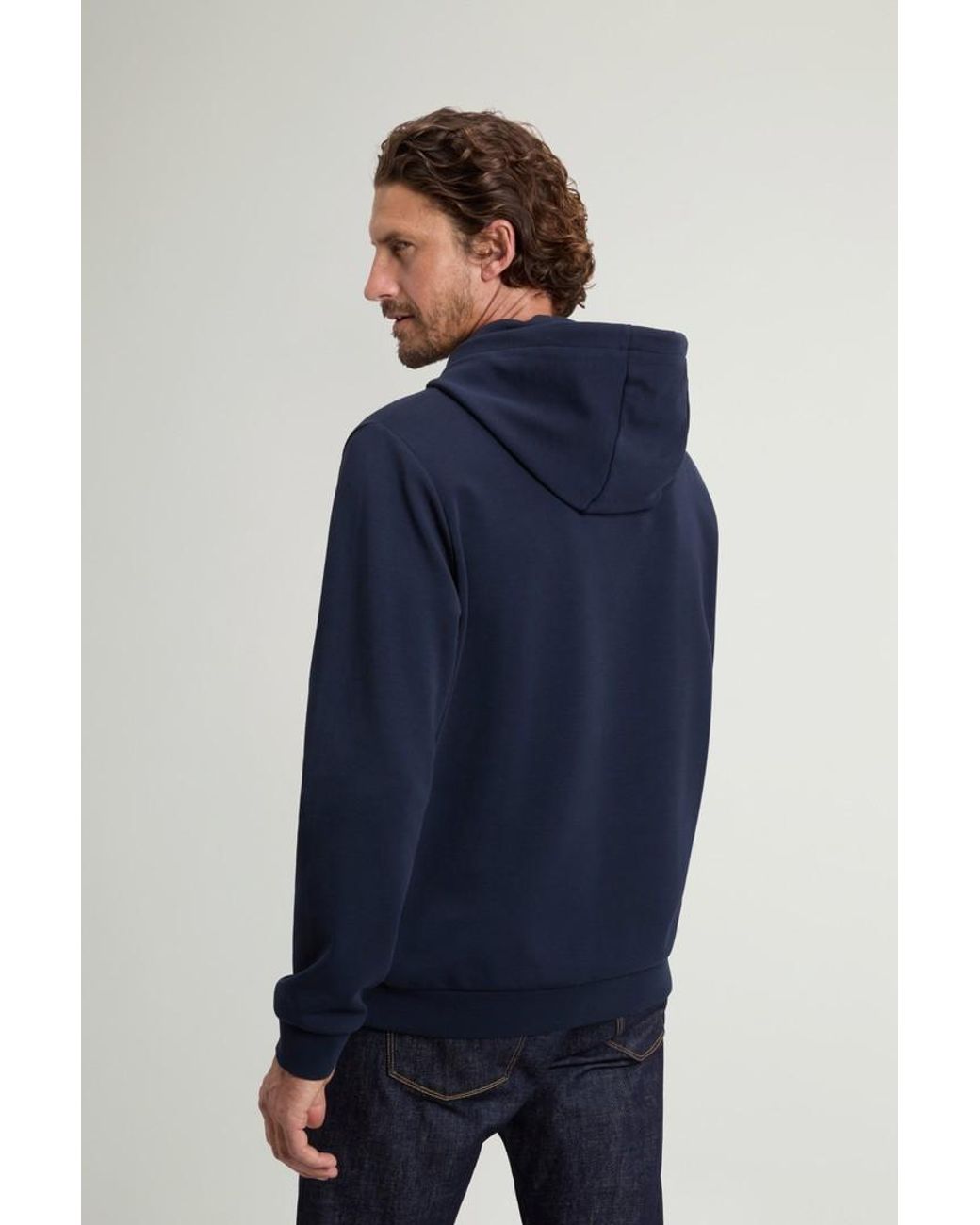 Sudadera Con Capucha En Mezcla De Algodón Interlock Para Hombre Talla Woolrich de hombre de color Blue