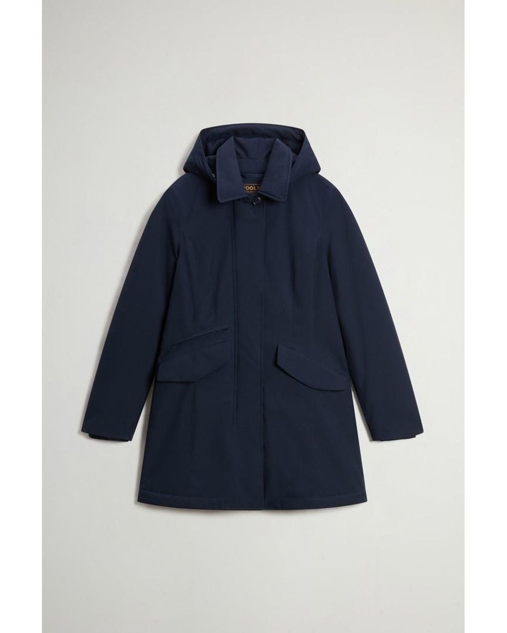 Abrigo De Light Stretch Con Capucha Extraíble Para Mujer Talla Woolrich de color Blue