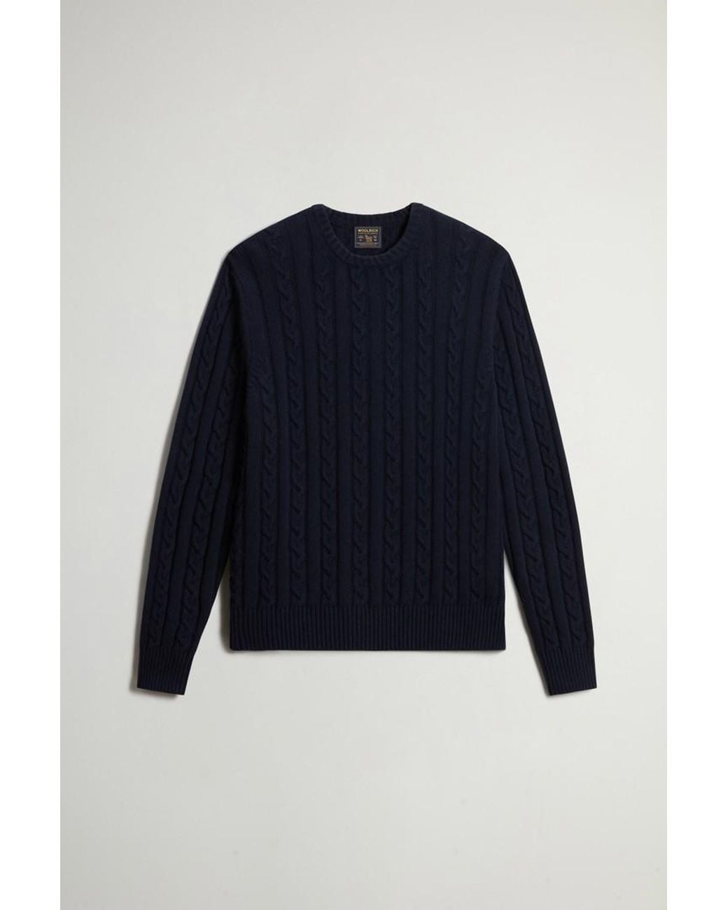 Jersey De Cuello Redondo De Mezcla De Lana Y Algodón Trenzado Para Hombre Talla Woolrich de hombre de color Blue