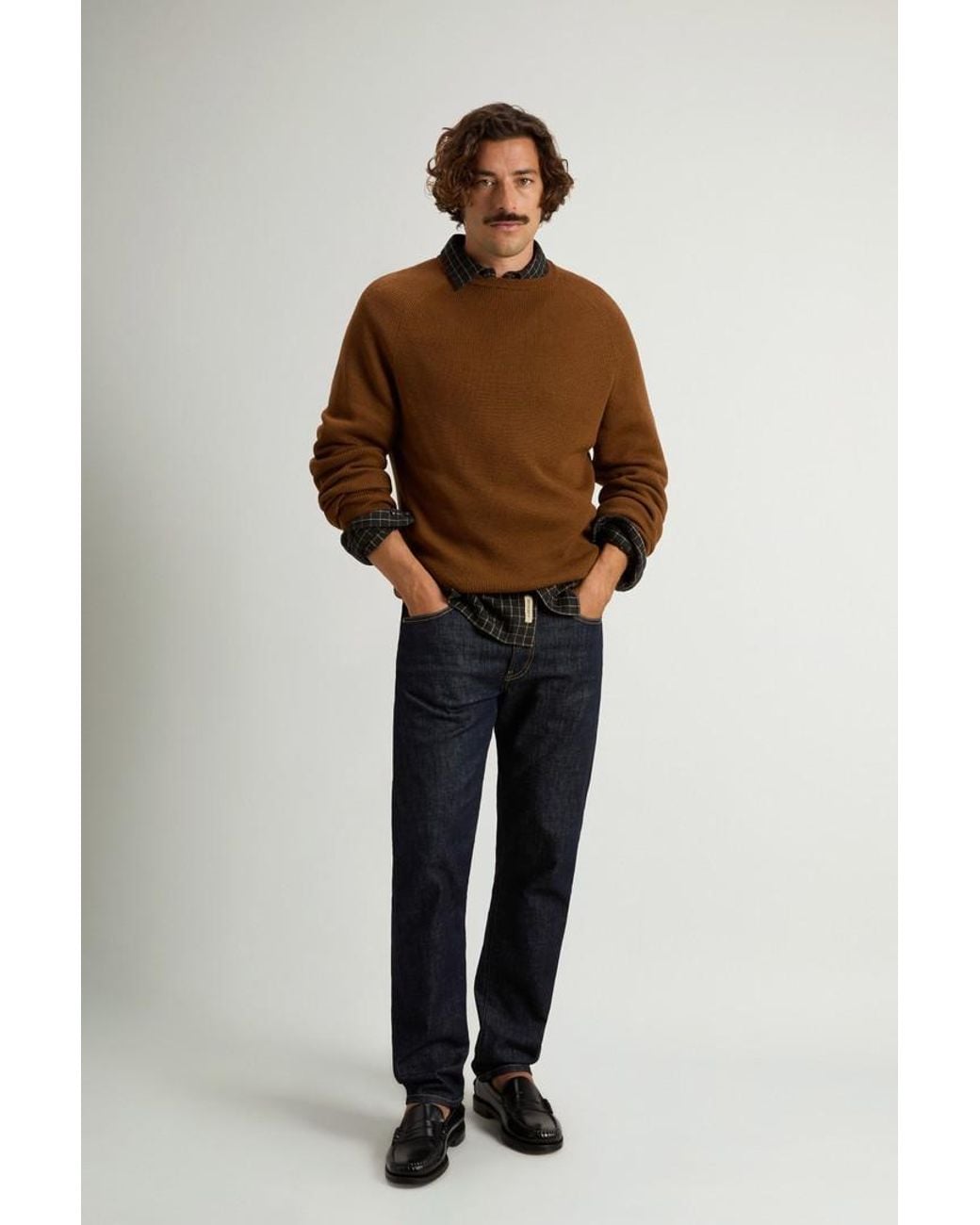 Jersey De Cuello Redondo De Pura Lana Virgen Merina Para Hombre Talla Woolrich de hombre de color Brown