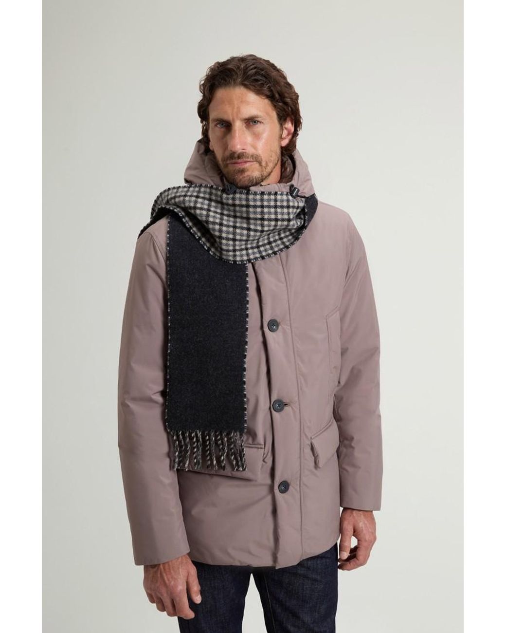 Bufanda De Pura Lana Con Estampado A Cuadros Para Hombre Talla One Woolrich de hombre de color White