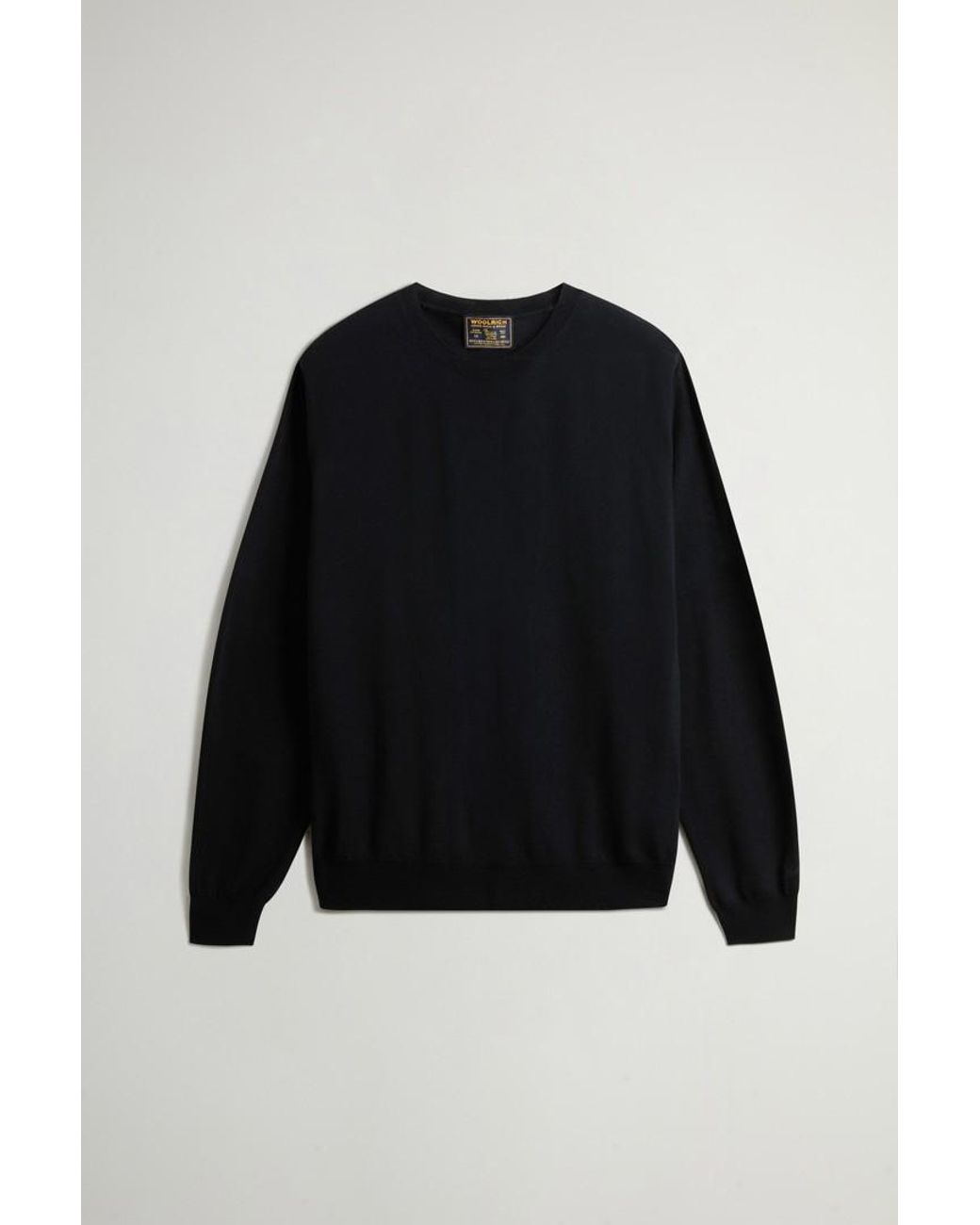 Jersey De Cuello Redondo De Pura Lana Virgen Merina Para Hombre Talla Woolrich de hombre de color Black