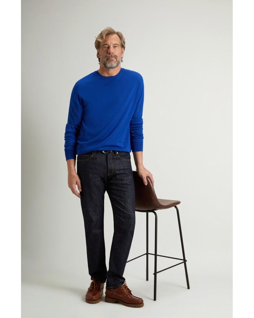 Jersey De Cuello Redondo De Pura Lana Virgen Merina Para Hombre Talla Woolrich de hombre de color Blue
