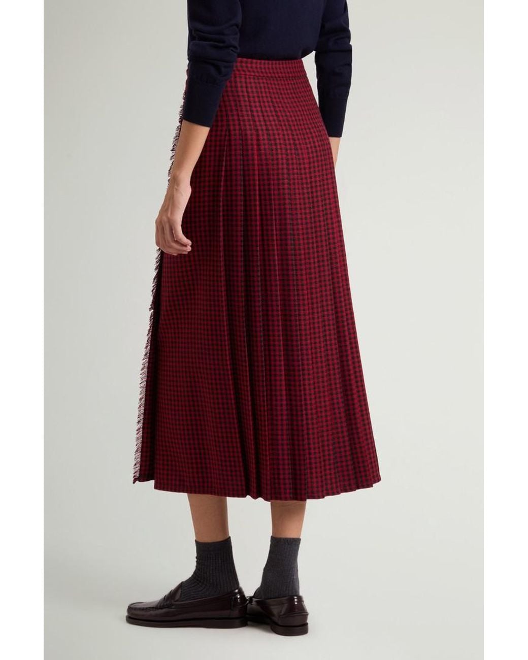Falda A Cuadros De Mezcla De Lana Para Mujer Talla Woolrich de color Red