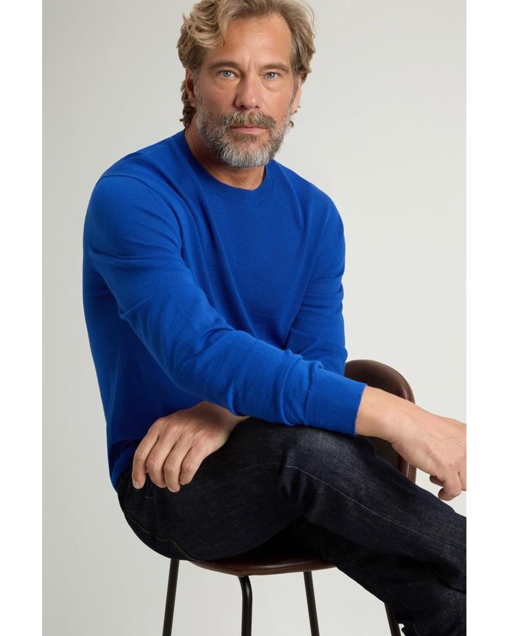 Jersey De Cuello Redondo De Pura Lana Virgen Merina Para Hombre Talla Woolrich de hombre de color Blue