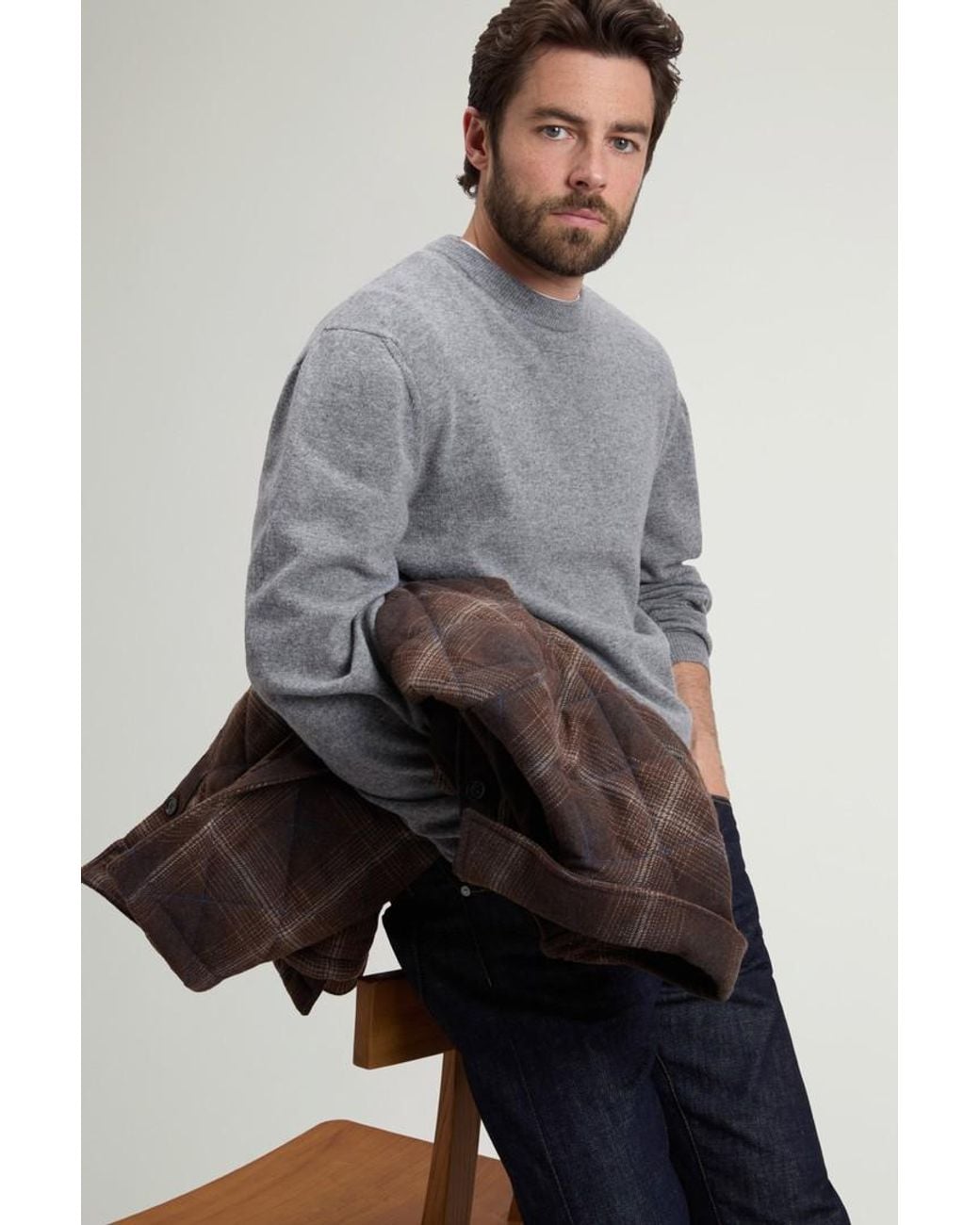 Jersey De Cuello Redondo De Pura Lana Virgen Para Hombre Talla Woolrich de hombre de color Gray