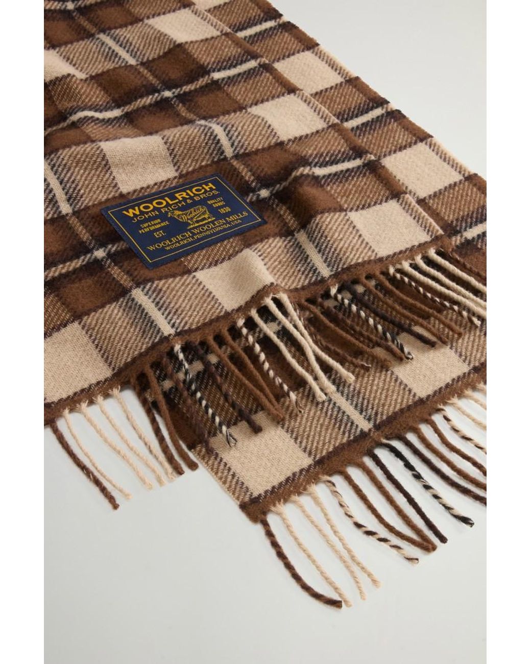 Bufanda De Pura Lana A Cuadros Para Hombre Talla One Woolrich de hombre de color Brown