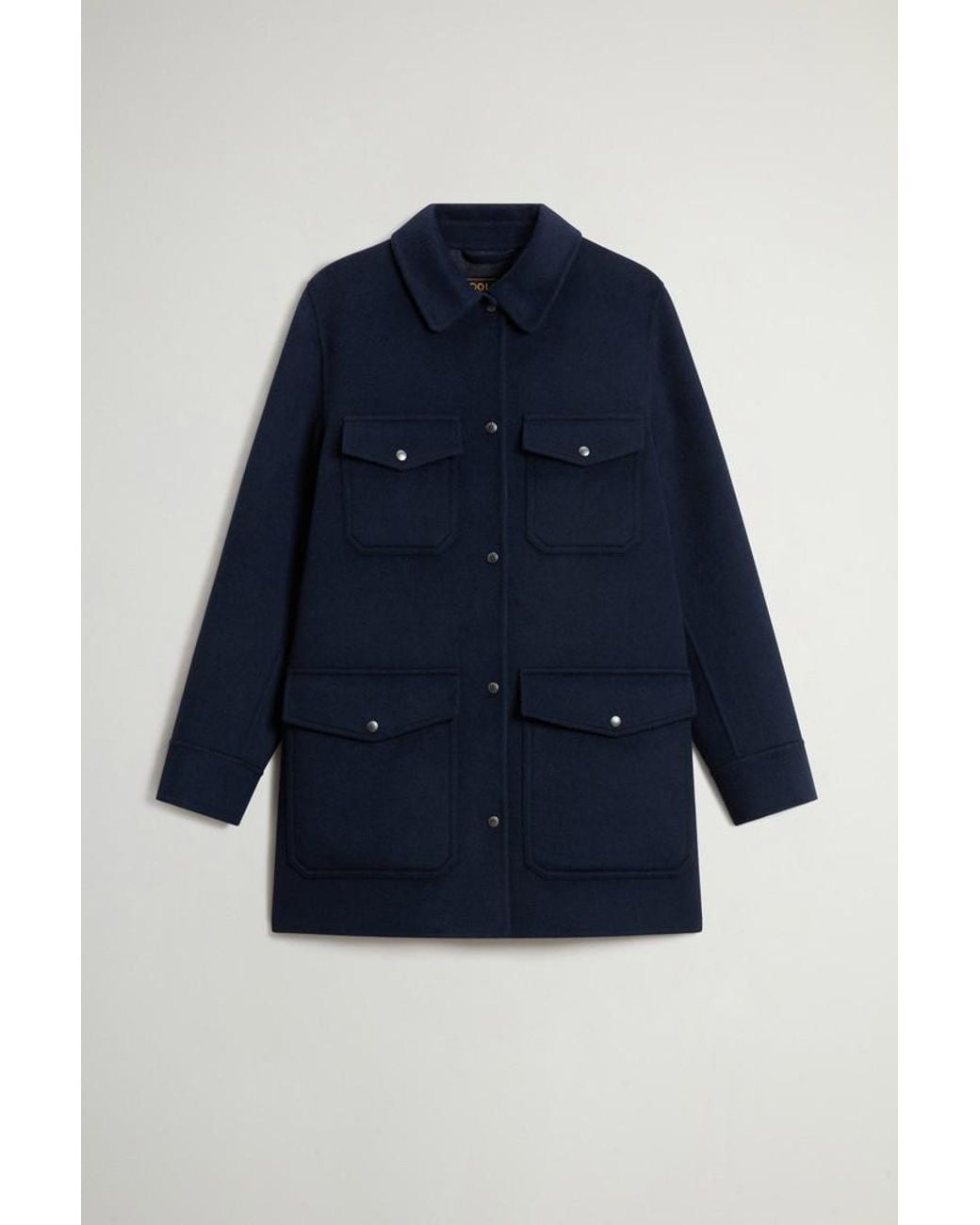 Abrigo De Mezcla De Lana Doble Para Mujer Talla Woolrich de color Blue