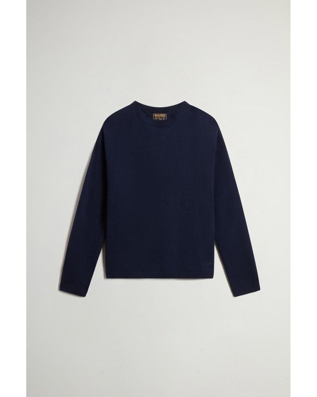 Jersey De Cuello Redondo De Mezcla De Lana Y Cachemira Para Mujer Talla Woolrich de color Blue