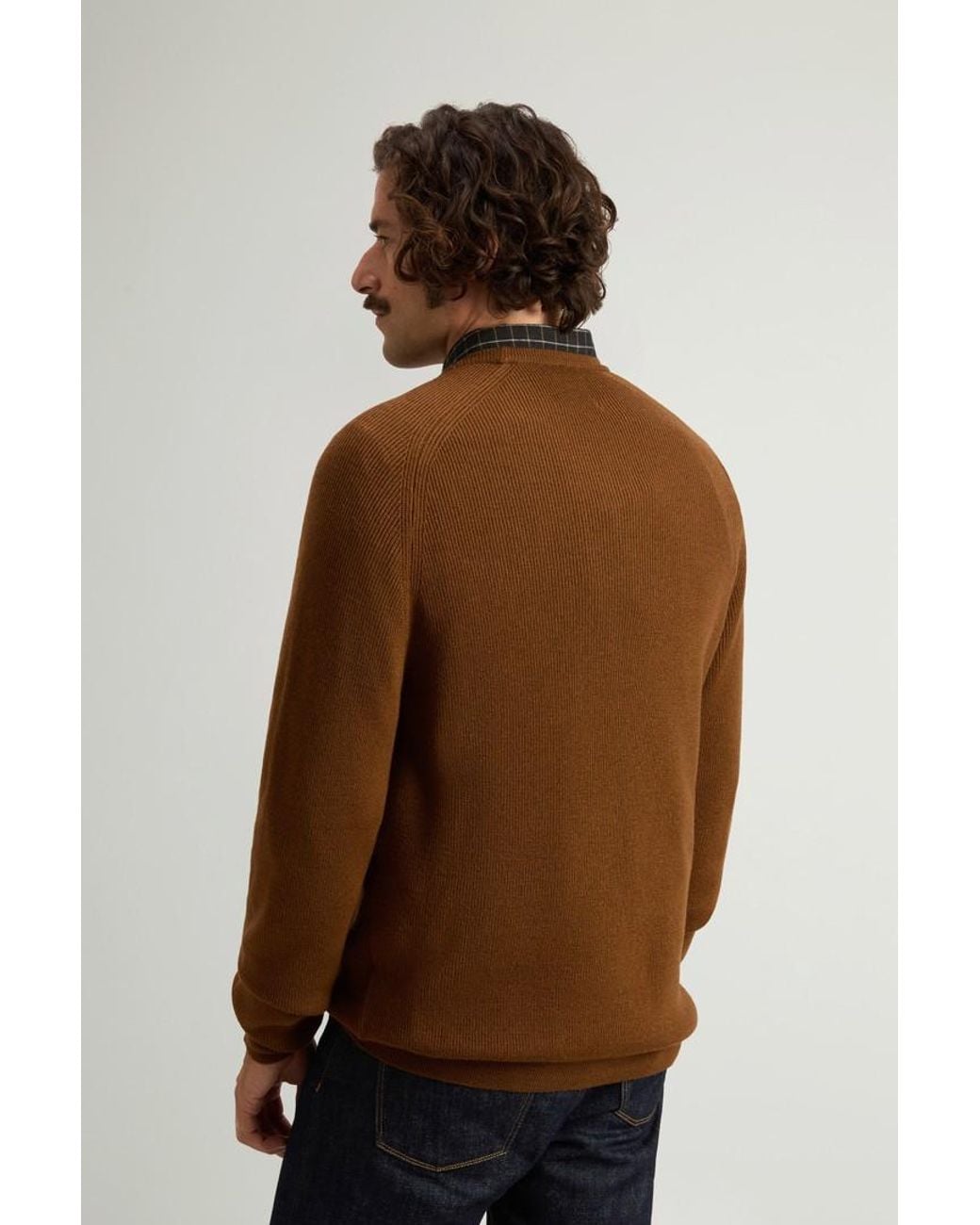 Jersey De Cuello Redondo De Pura Lana Virgen Merina Para Hombre Talla Woolrich de hombre de color Brown