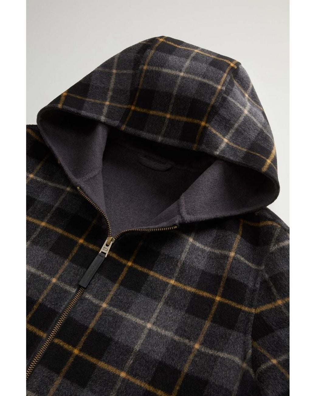 Chaqueta De Mezcla De Lana Con Capucha Y Cremallera Para Hombre Talla Woolrich de hombre de color Black