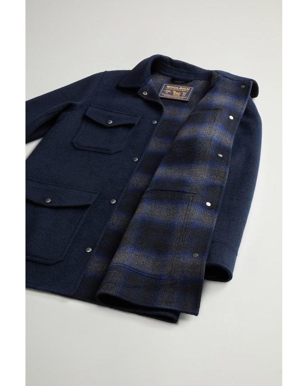 Abrigo De Mezcla De Lana Doble Para Mujer Talla Woolrich de color Blue