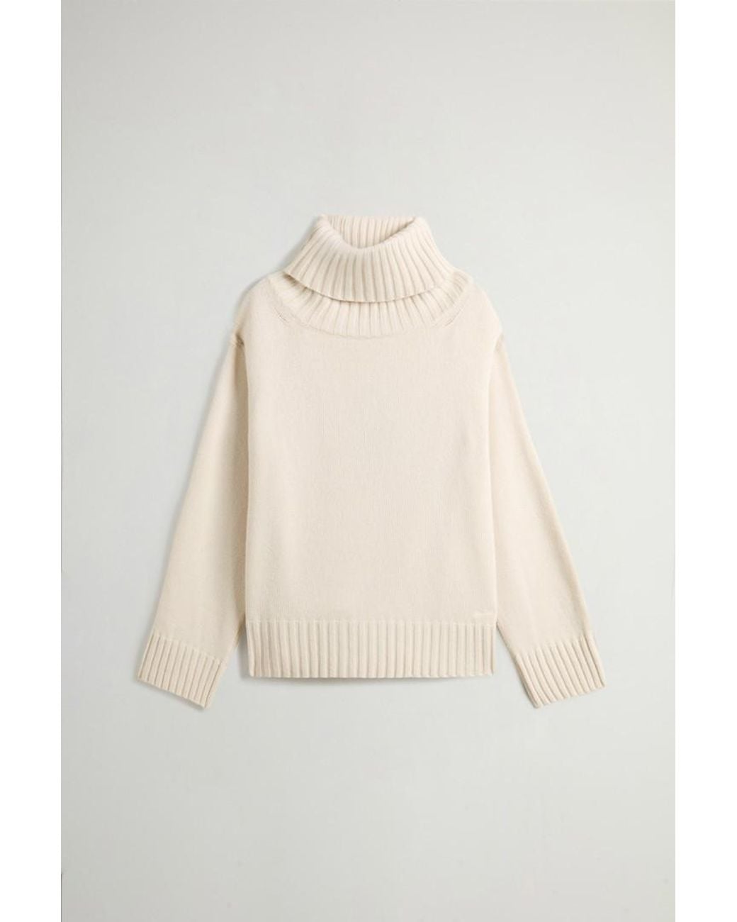 Jersey De Cuello Alto De Mezcla De Lana Y Cachemira Para Mujer Talla Woolrich de color Natural
