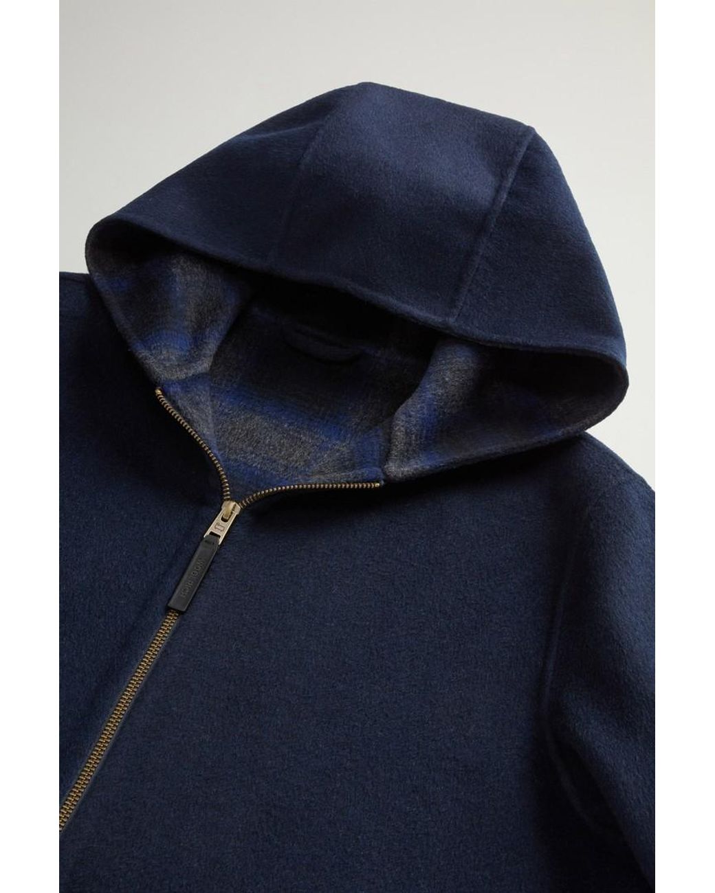 Chaqueta De Mezcla De Lana Con Capucha Y Cremallera Para Hombre Talla Woolrich de hombre de color Blue