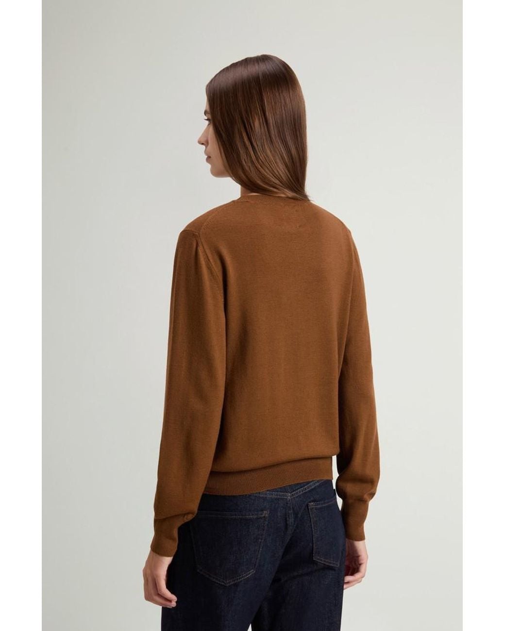 Jersey De Pura Lana Virgen Merina Para Mujer Talla Woolrich de color Brown