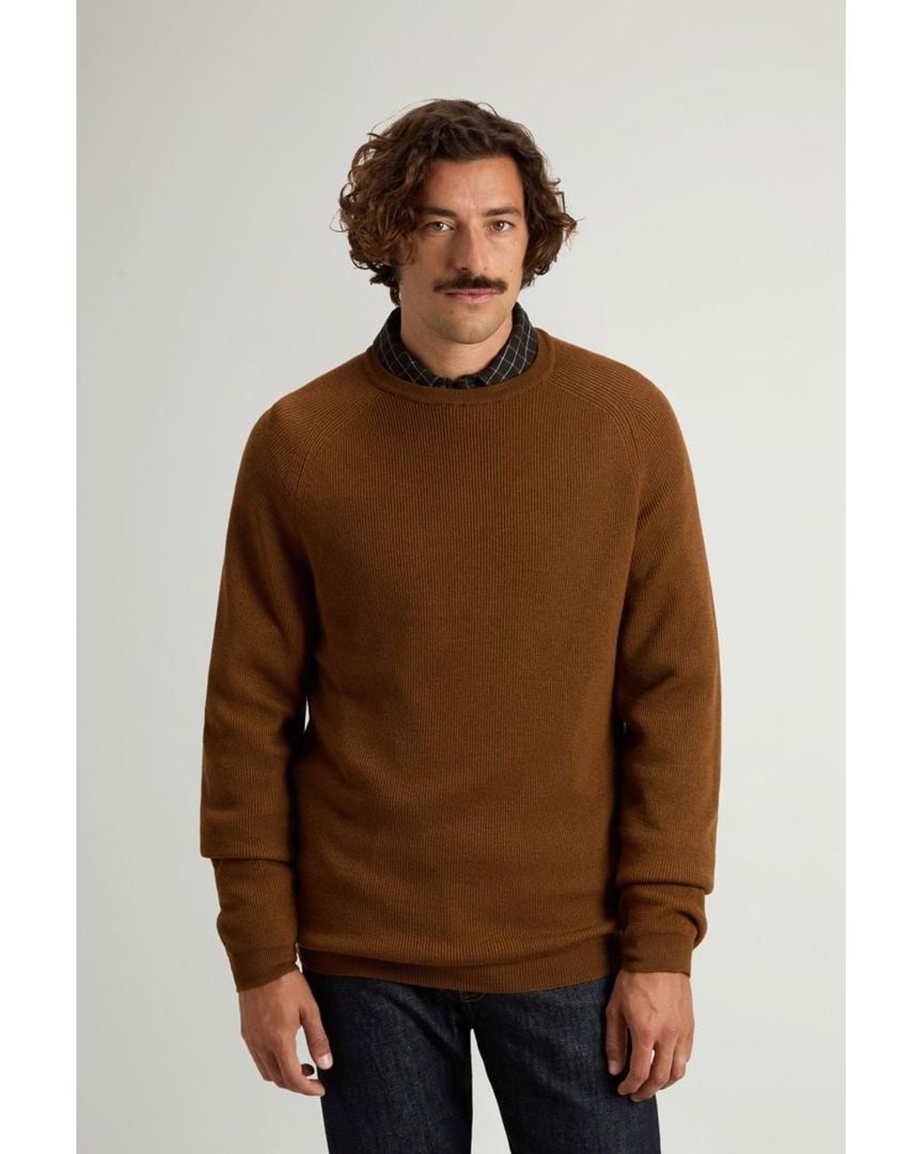 Jersey De Cuello Redondo De Pura Lana Virgen Merina Para Hombre Talla Woolrich de hombre de color Brown