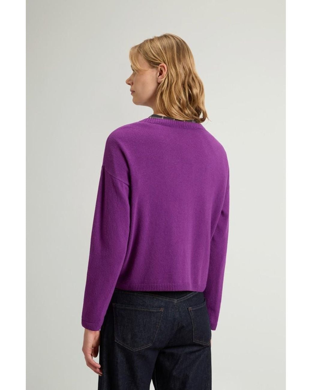 Jersey De Cuello Redondo De Mezcla De Lana Y Cachemira Para Mujer Talla Woolrich de color Purple