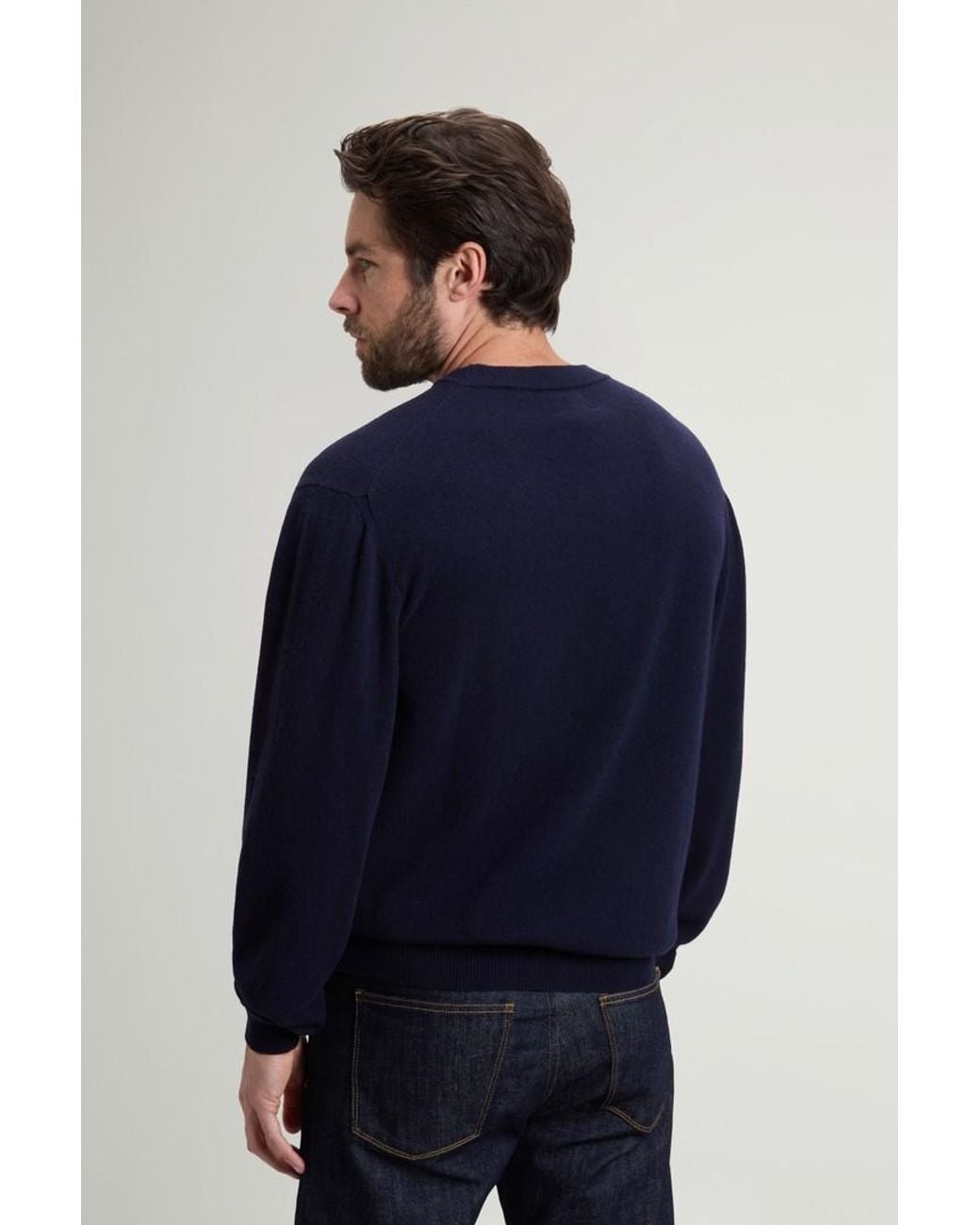 Jersey De Cuello Redondo De Pura Lana Virgen Para Hombre Talla Woolrich de hombre de color Blue