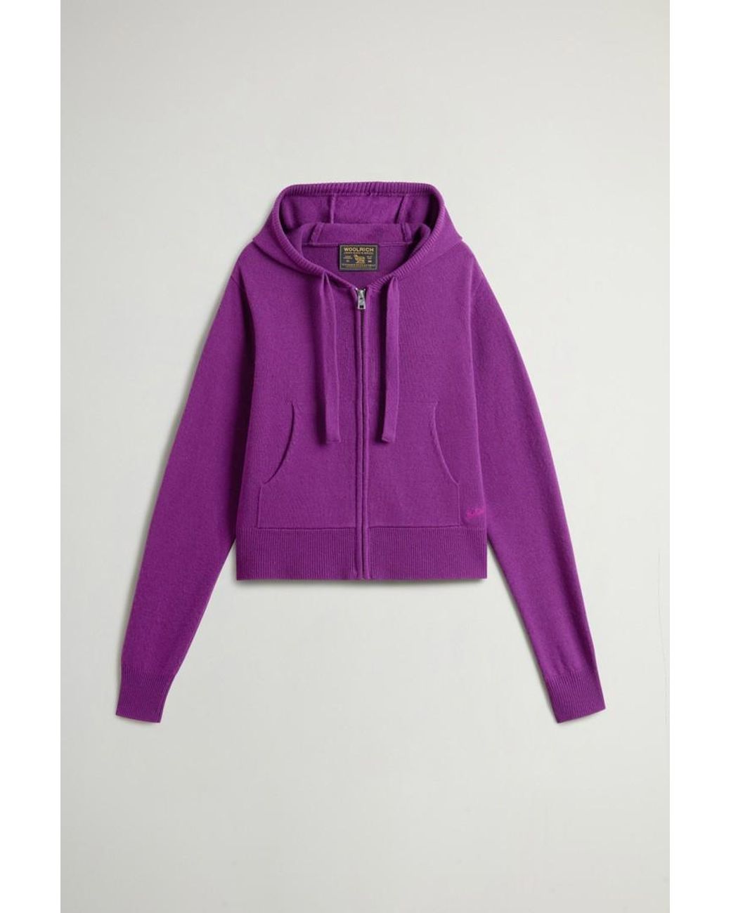 Jersey Con Cremallera Completa Y Capucha De Mezcla De Lana Y Cachemira Para Mujer Talla Woolrich de color Purple