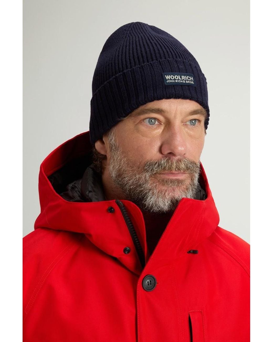 Gorro De Pura Lana Virgen Merina Acanalada Para Hombre Talla Woolrich de hombre de color Blue