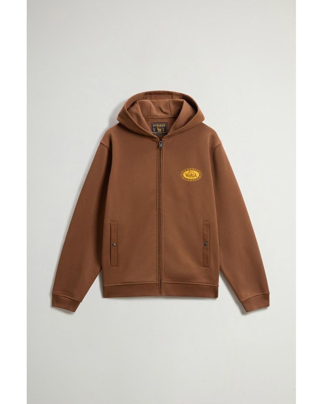 Sudadera De Mezcla De Algodón Con Capucha Y Cremallera Completa Para Hombre Talla Woolrich de hombre de color Brown